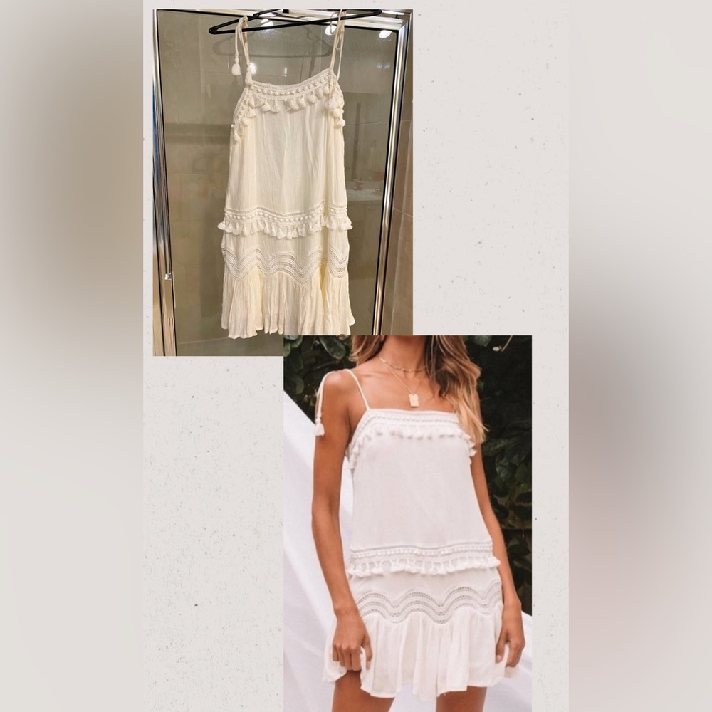 Saints + Secrets Tassle Ruffle Mini Dress S White